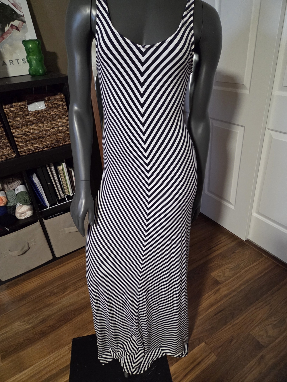 Merona Black and White Chevron-Stripe Maxi Dress